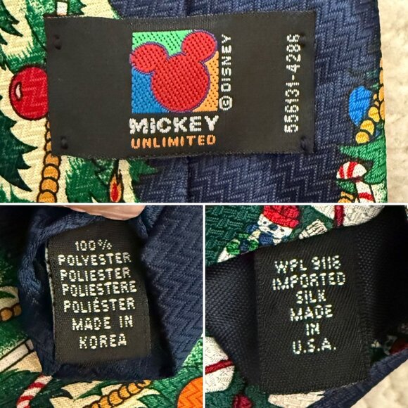 Vintage Disney Mickey Unlimited Mens Christmas Tie With Mickey and Goofy Design - Picture 4 of 6
